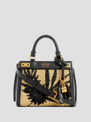 Black Floral Katey Mini Satchel Bag Guess