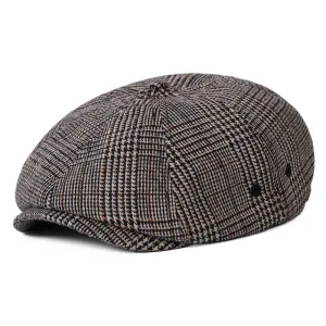 Brixton Hats Brood Prince Of Wales Check Lightweight Newsboy Cap - Cream-Black-Orange-Light Blue
