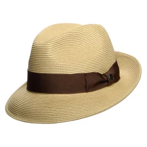 Brixton Hats Horton Convertabrim Packable Toyo Straw Fedora Hat - Dark Tan