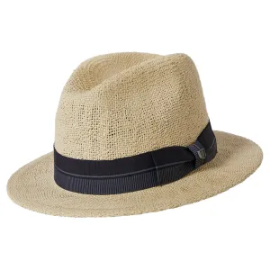 Brixton Hats Roma Toyo Straw Fedora Hat - Natural-Black