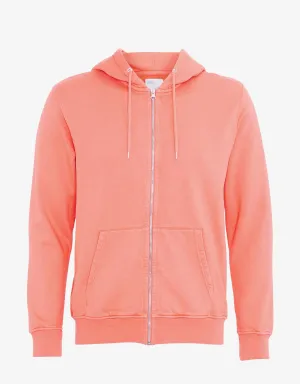 Classic Organic Zip Hood - Bright Coral