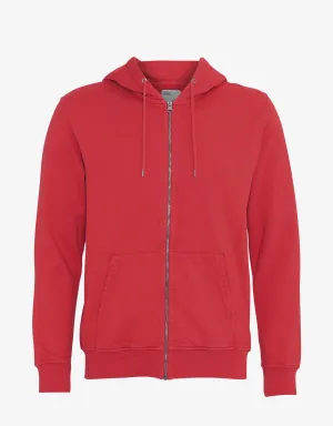 Classic Organic Zip Hood - Scarlet Red