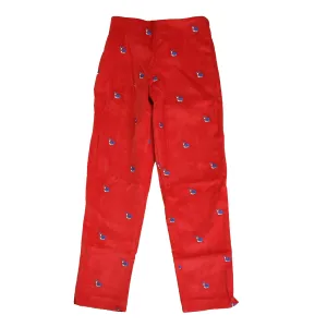 Classic Prep Girls Post Box Red Snail Emb Corduroy Pants