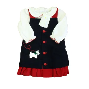 Florence Eiseman Girls Navy | White | Red Dog Jumper