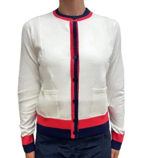 Foray Golf Knit Cardigan - White/Navy/Red