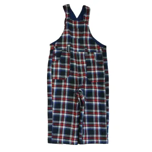 JoJo Maman Bebe Boys Red | Navy Plaid Overalls