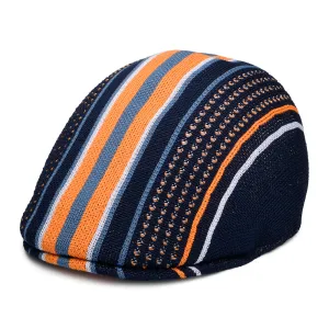 Kangol Tropic Clubhouse Stripe 507 Flat Cap - Navy-Orange