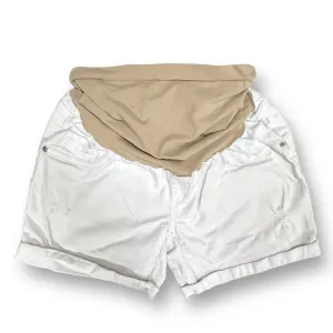 Motherhood Size S Full Panel Stretch White Denim Maternity Jean Shorts