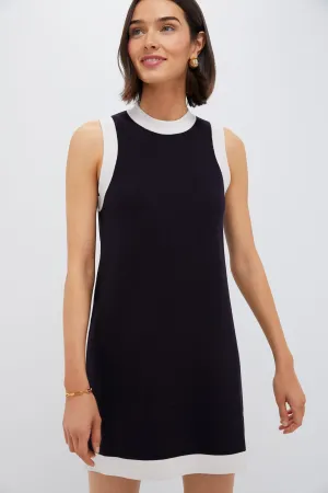 Navy and White Trim Knit Marie Dress