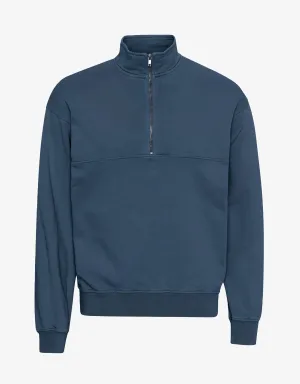 Organic Quarter Zip - Petrol Blue