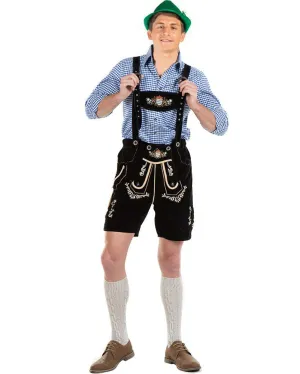 Oskar Deluxe Black Lederhosen Plus Size Mens Costume