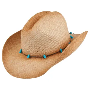 sur la tête Womens Calamity Cattleman Straw Cowboy Hat - Natural