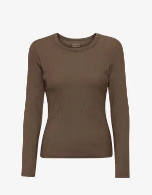 Women Organic Rib LS T-Shirt - Cedar Brown