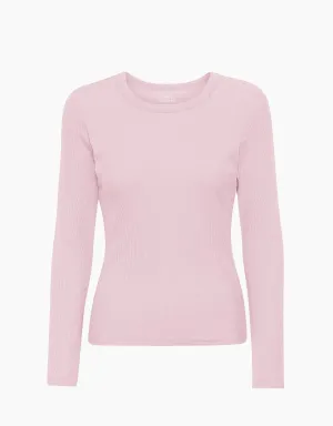 Women Organic Rib LS T-Shirt - Faded Pink