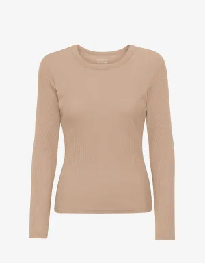 Women Organic Rib LS T-Shirt - Honey Beige