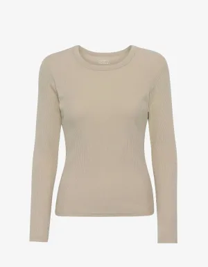 Women Organic Rib LS T-Shirt - Oyster Grey