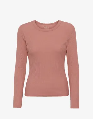 Women Organic Rib LS T-Shirt - Rosewood Mist