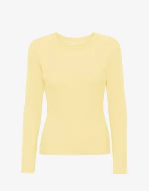 Women Organic Rib LS T-Shirt - Soft Yellow