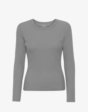 Women Organic Rib LS T-Shirt - Storm Grey