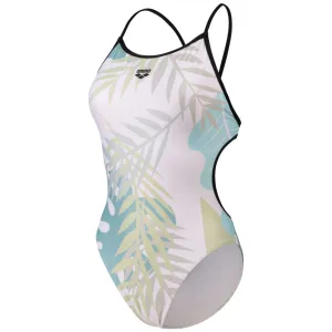 WOMEN'S ARENA SWIMSUIT LIGHT FLORAL LACE BACK - BLACK/WHITE MULTI
