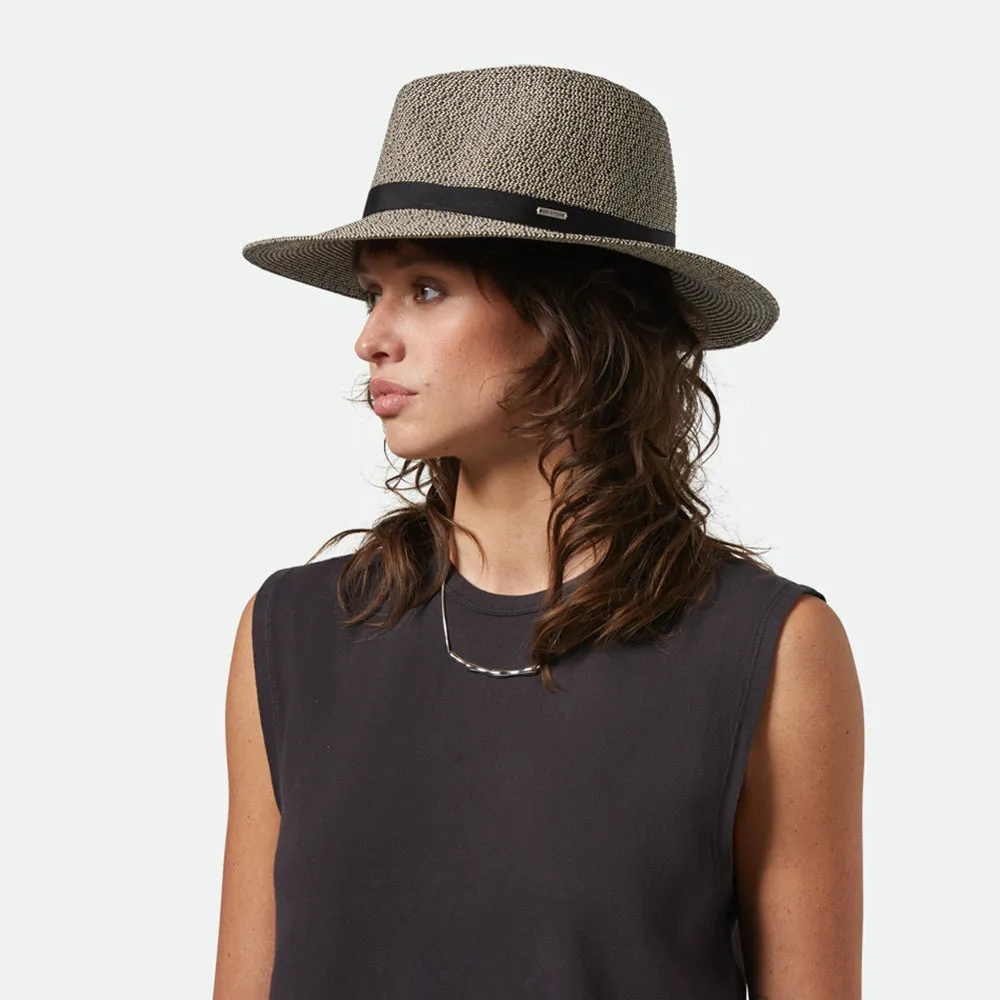 Brixton Hats Carolina Packable Toyo Straw Fedora Hat - Black-Natural