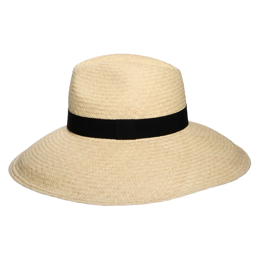 Christys Hats Jessica Wide Brim Panama Hat with Black Band - Natural