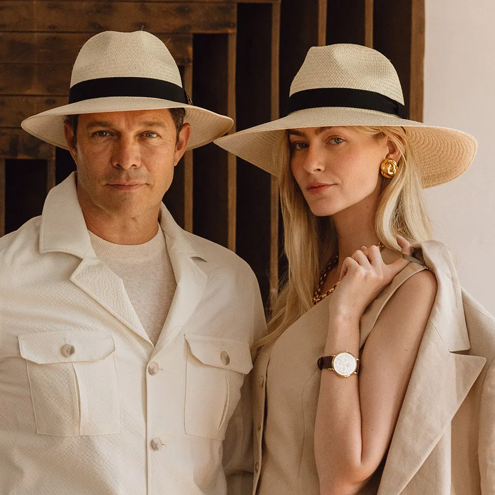 Christys Hats Jessica Wide Brim Panama Hat with Black Band - Natural