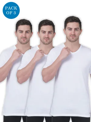 Columbia Men White Pure Cotton V Neck Tshirt Pack of 3