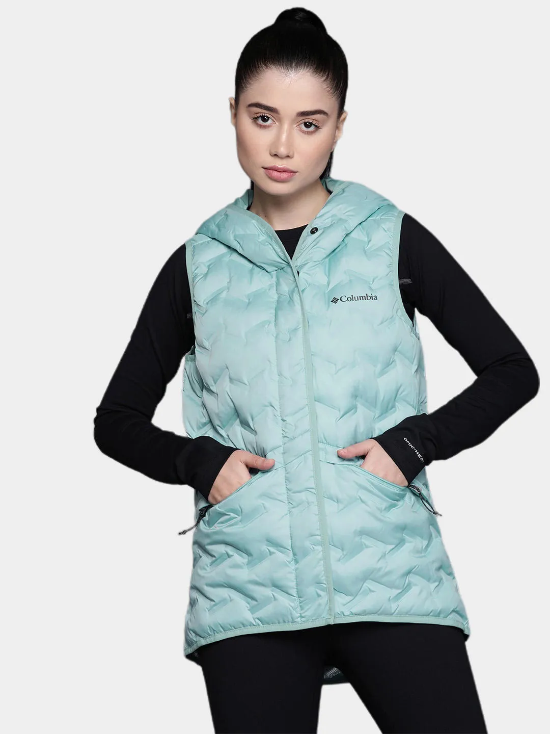 Columbia Women Blue Omni-Heat Reflective Delta Ridge Hooded Vest