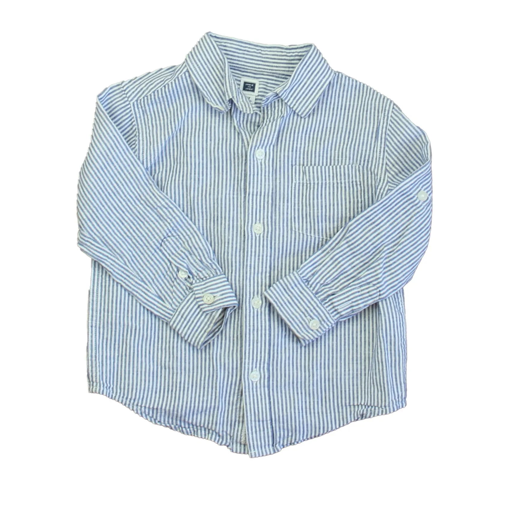Janie and Jack Boys Blue | White Stripe Button Down Long Sleeve