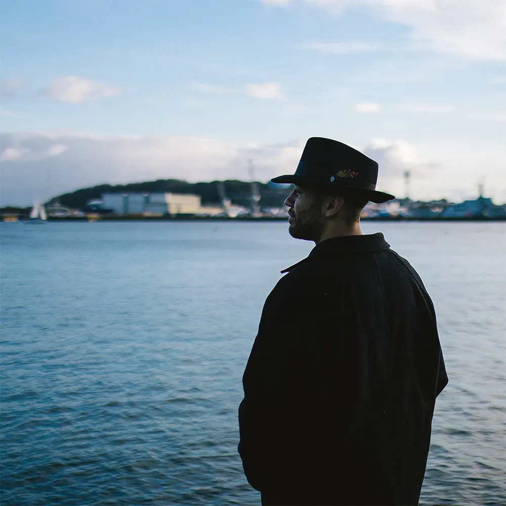 Jaxon & James Crushable C-Crown Wool Felt Fedora Hat - Black