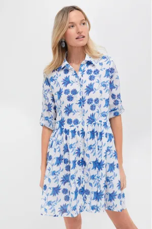 Marion Blue Long Sleeve Shirt Mini Dress