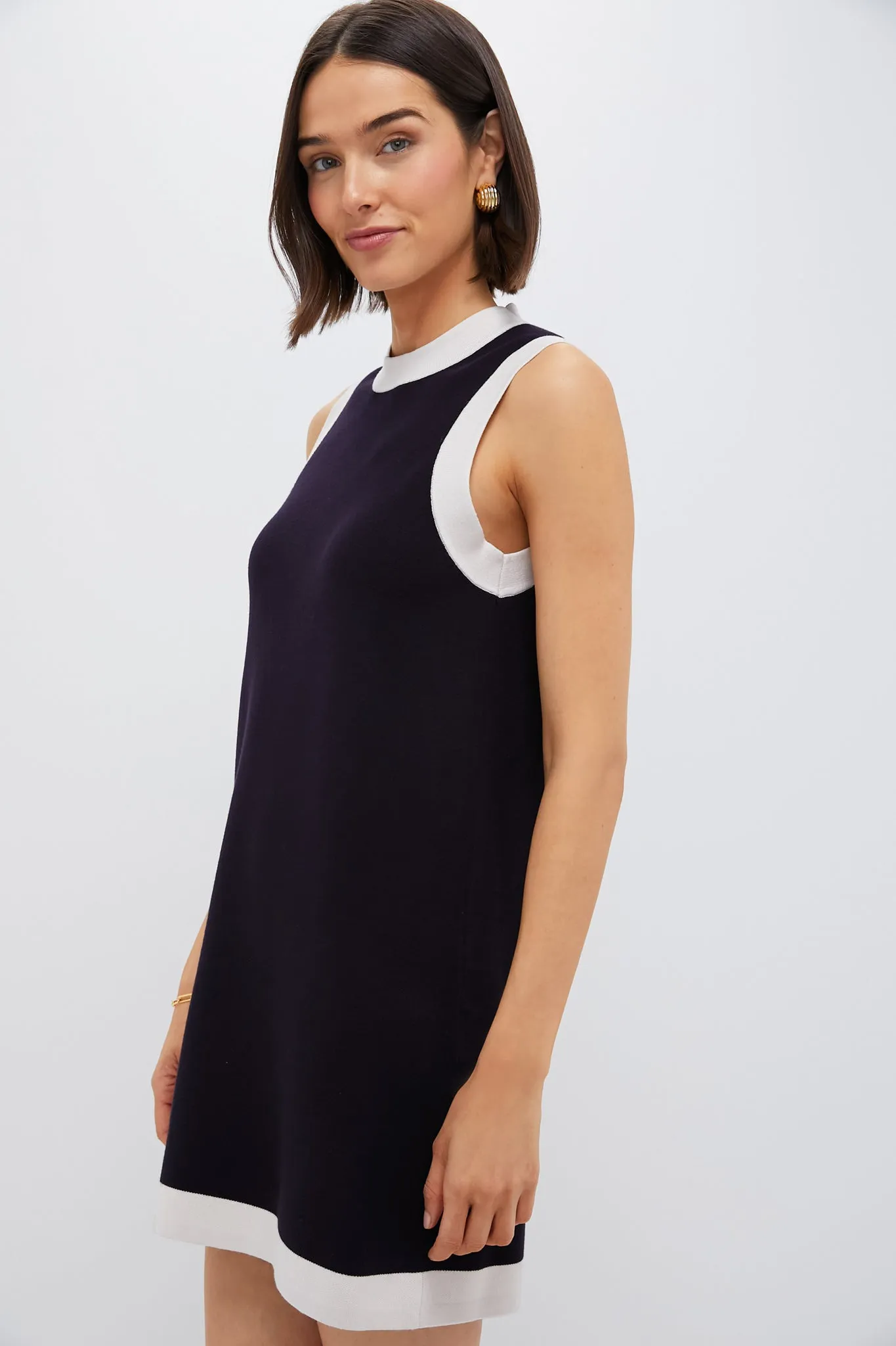 Navy and White Trim Knit Marie Dress