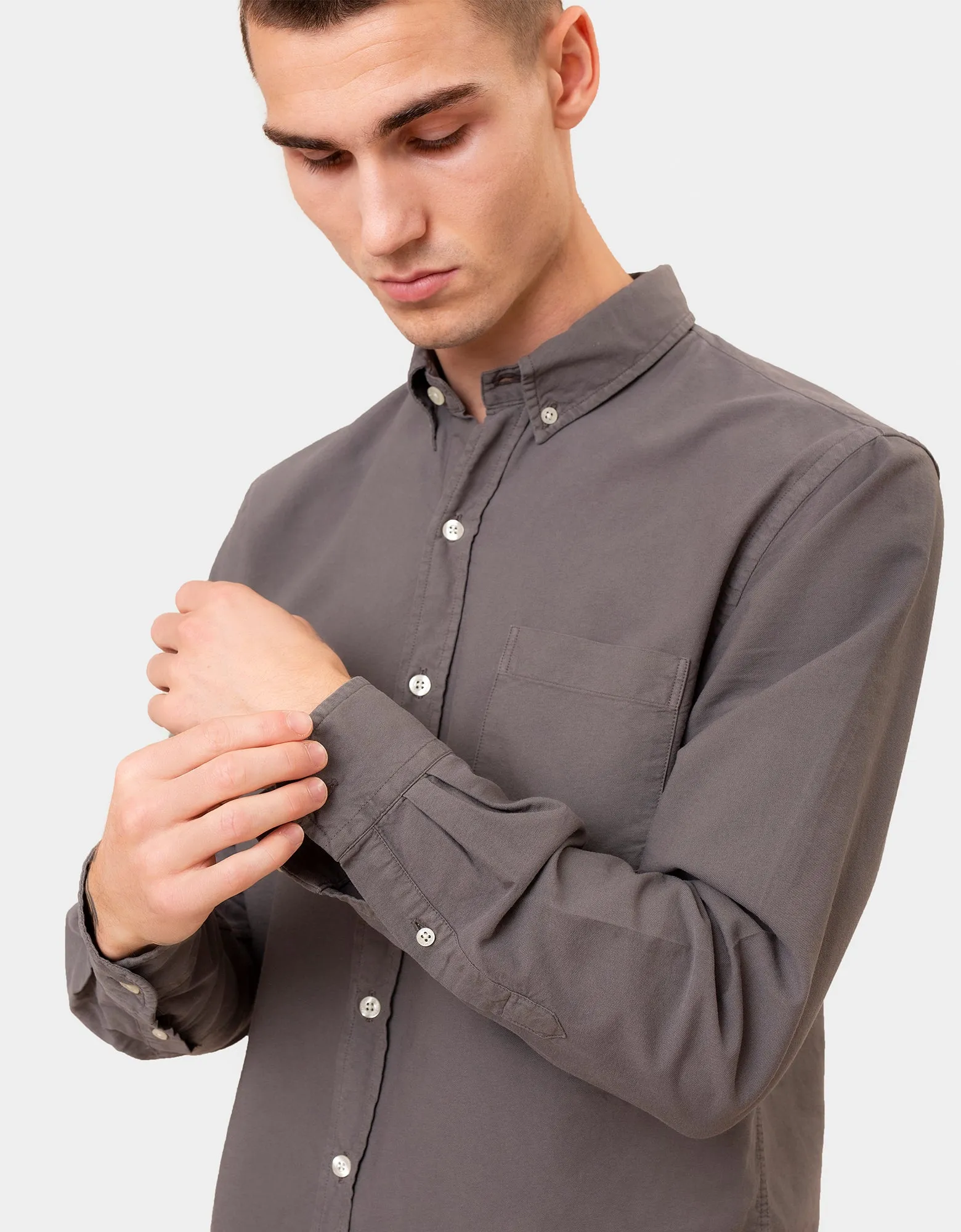 Organic Button Down Shirt - Storm Grey