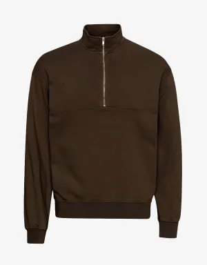 Organic Quarter Zip - Coffee Brown