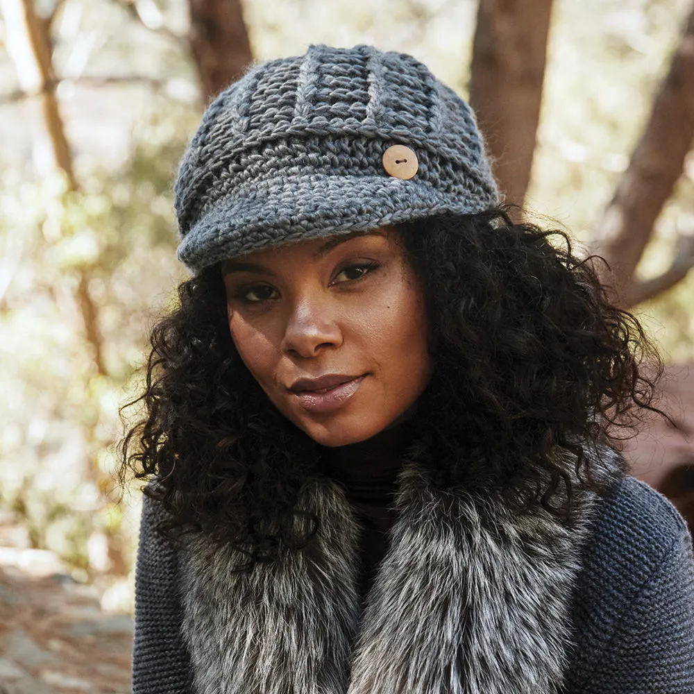 Scala Hats Letizia Crochet Peaked Beanie Hat - Grey
