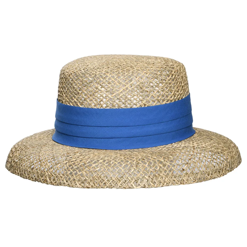 Seeberger Hats Seagrass Straw Cloche - Natural-Blue