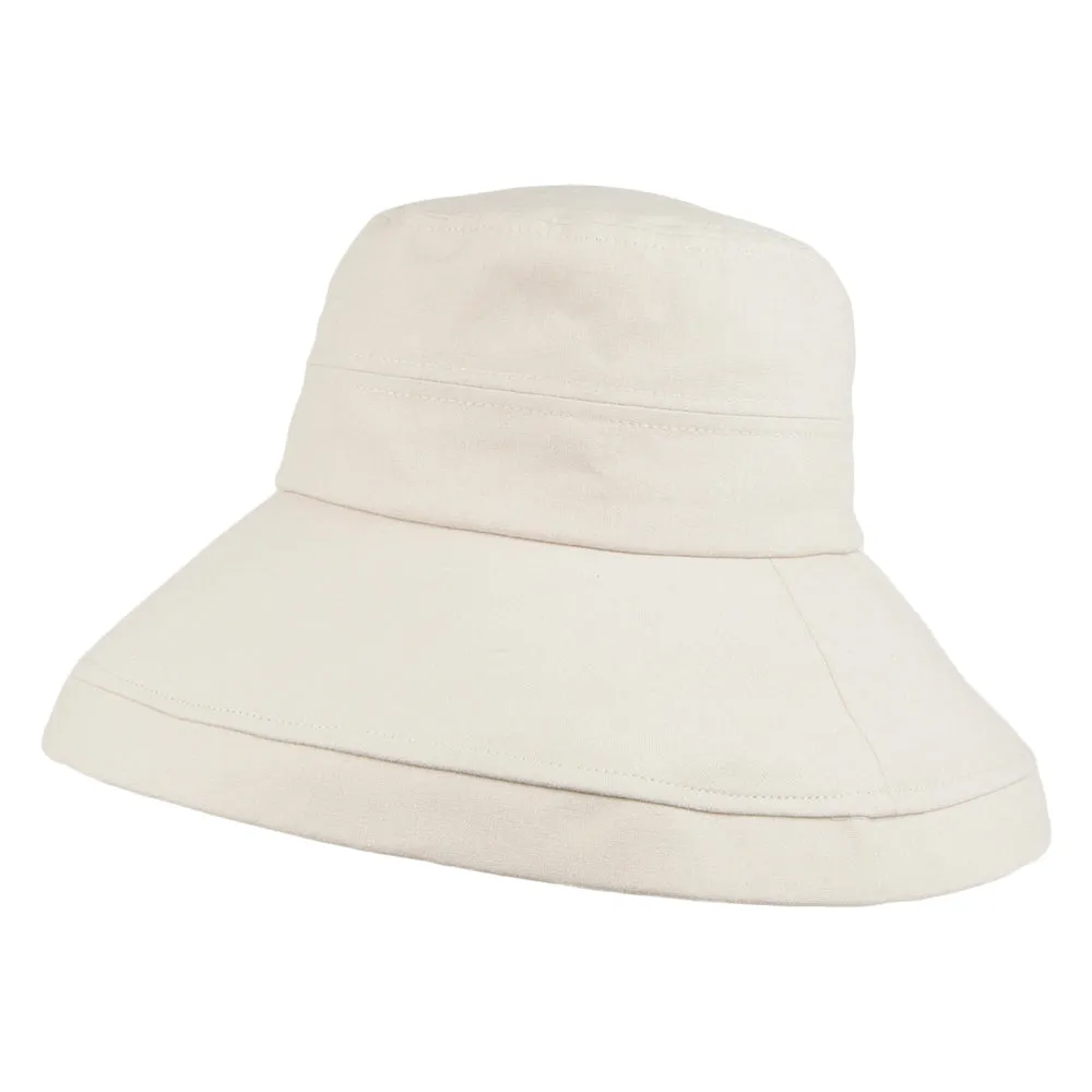 sur la tête Lily Linen-Cotton Packable Sun Hat - Sand