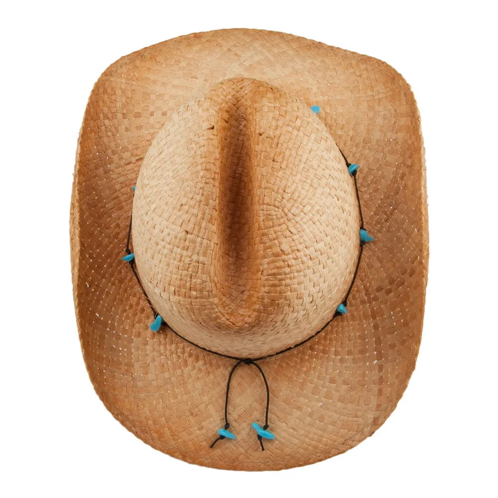 sur la tête Womens Calamity Cattleman Straw Cowboy Hat - Natural