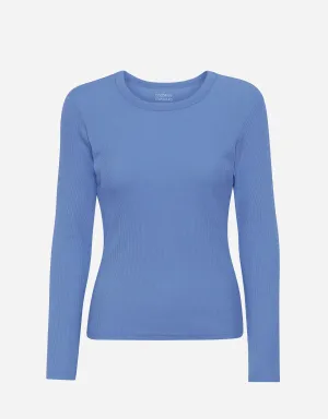 Women Organic Rib LS T-Shirt - Sky Blue