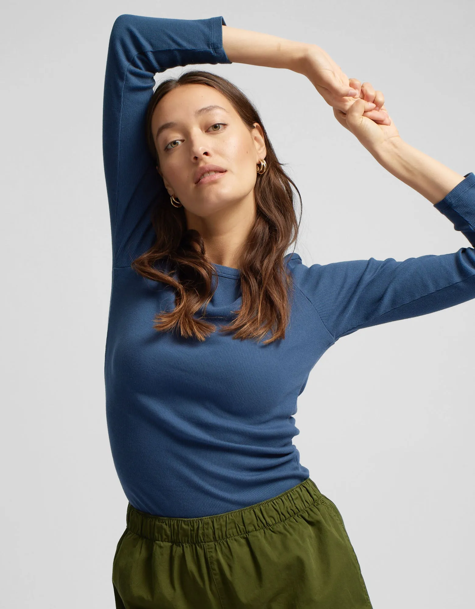 Women Organic Rib LS T-Shirt - Storm Grey